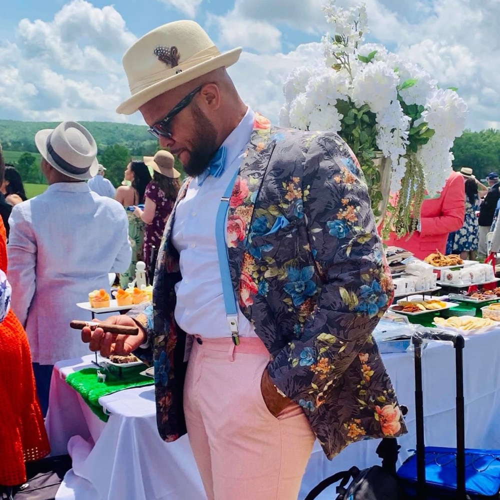 Floral Patterned Blazer - Gray with Multicolor Accents